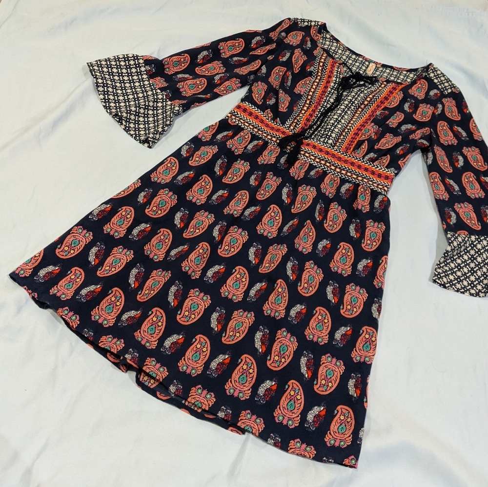 Printed dress with tassels